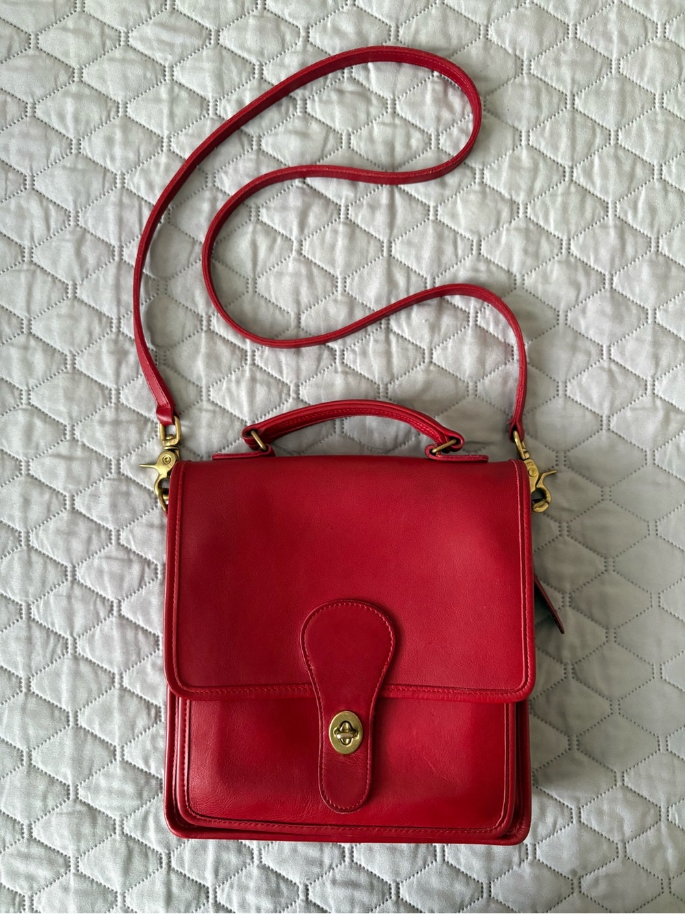 Coach Red Leather Crossbody Satchel - Picture 2 of 13